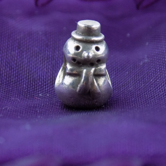 925 sterling silver retired Pandora snowman charm - Picture 1 of 6